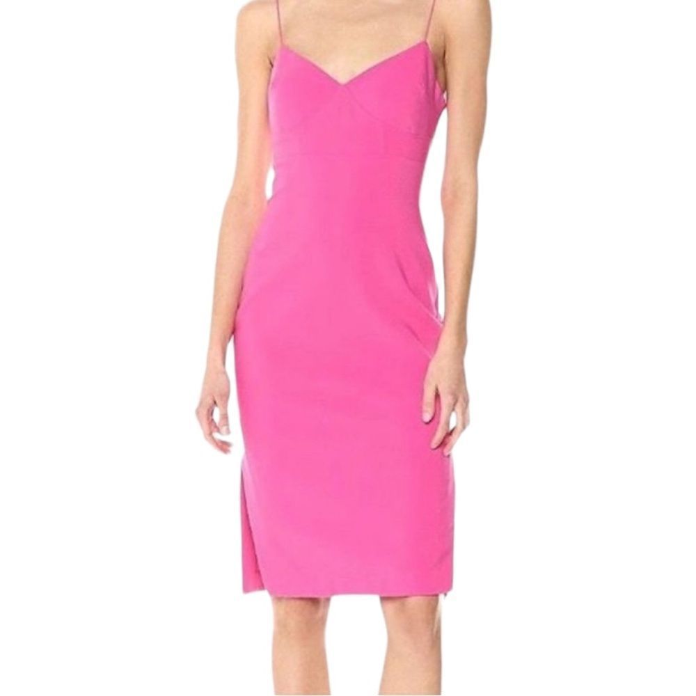 REVOLVE LIKELY Caprio Midi Dress Spaghetti Strap Bodycon Hot Pink 4